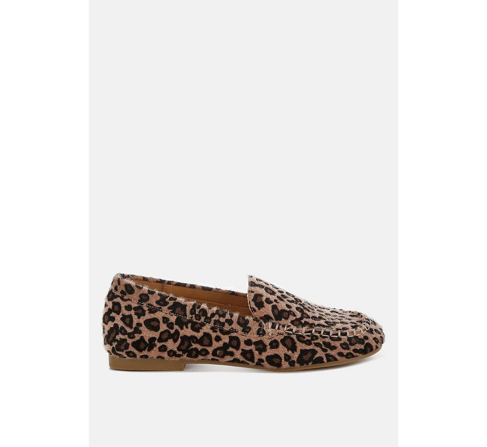 Rag & Co Paboa Leopard Print Flat Loafers