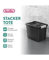 Sterilite 7.5 Gal Rugged Industrial Storage Totes w/ Latch Lids, Black (6 Pack)