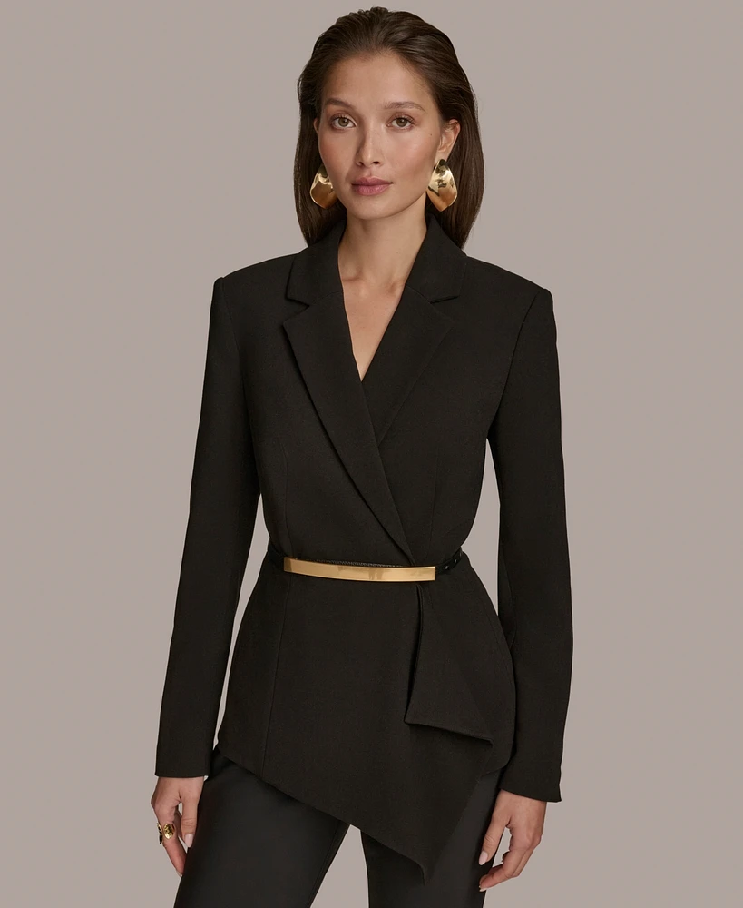 Donna Karan New York Women's Belted Asymmetric-Hem Jacket