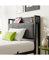 Slickblue Twin Size Bed Frame with Storage Headboard and Built-in Charging Station