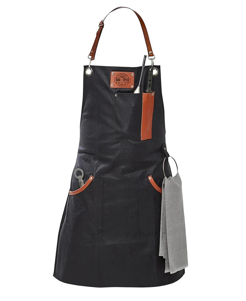 Gefu Waxed Cotton and Leather Accent Apron