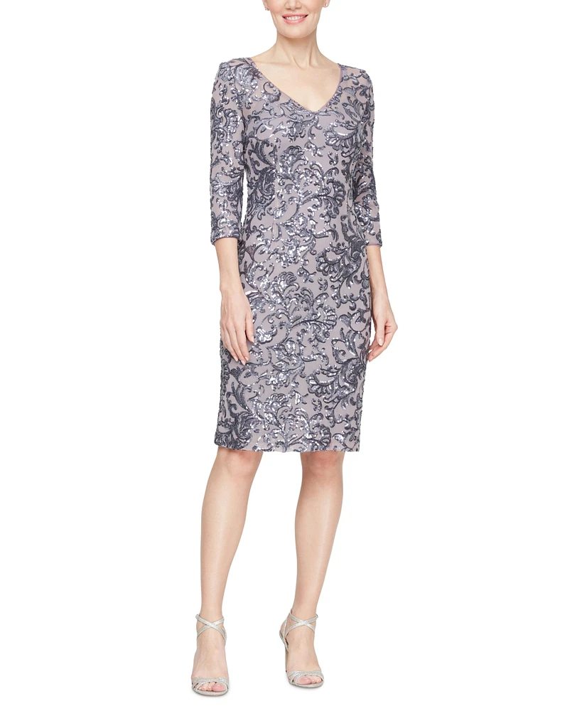 Alex Evenings Women's Sequined Sheath Dress