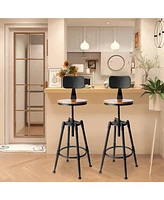 Sugift Set of 4 Height Adjustable Barstool Steel Frame Kitchen Stool
