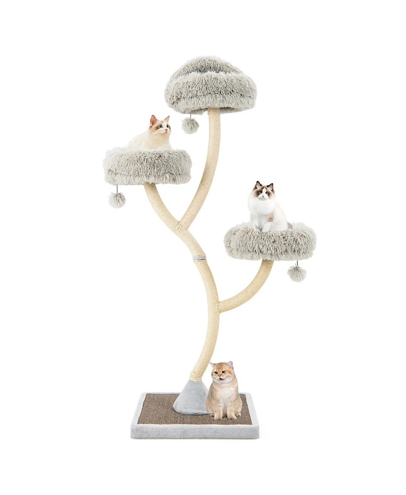 70 Inch Tall Cat Tree 4-Layer Cat Tower with 3 Perches and Dangling Balls