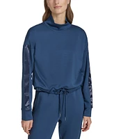 Andrew Marc Sport Women's Mixed-Media Scuba Turtleneck Top