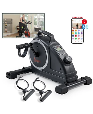 Sunny Health & Fitness Magnetic Compact Under-Desk Mini Pedal Exercise Bike w/Resistance Bands & Free SunnyFit App Connectivity – Sf-B020026SMA