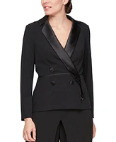 Alex Evenings Women's Contrast-Trim Tuxedo Jacket