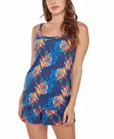 iCollection Plus Floral Microfiber Tank and Short Pajama Set