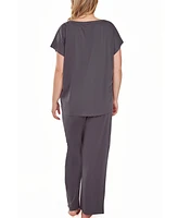 iCollection Plus Soft Knit Top and Crop Pant Pajama Set