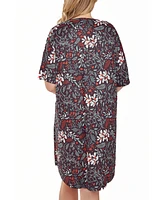 iCollection Plus Short Sleeve Ultra Soft Floral Print Sleepshirt Nightgown