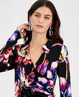 I.n.c. International Concepts Women's Floral Surplice Top, Exclusively at Macy's