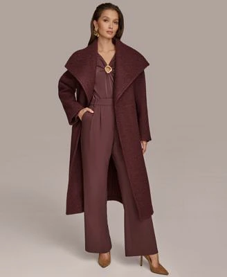 Donna Karan New York Tie Front Coat Hardware Detail Blouse Wide Leg Pants