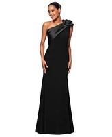 Betsy & Adam Women's One-Shoulder Rosette-Trim Gown