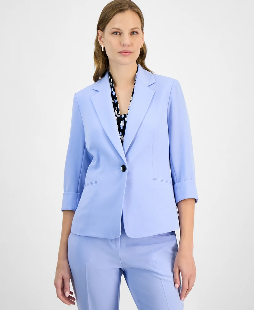 Kasper Women's 3/4-Sleeve One-Button Blazer, Regular & Petite Sizes