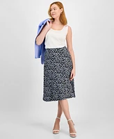 Kasper Women's Pull-On Polka-Dot Midi Skirt, Petite & Regular Sizes