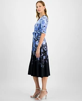 Kasper Women's Ombre Floral Fit & Flare Dress, Regular Petite Sizes