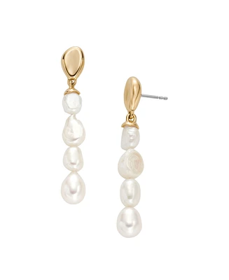 Skagen Women's Agnethe Pearl White Freshwater Pearl Drop Earrings