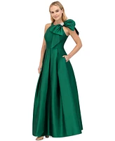 Eliza J Women's Bow-Trim Halter Pleated Taffeta Gown