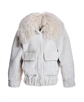 Julia & Stella by Maximilian Women's Oversized Shearling Jacket