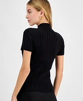 Bar Iii Women's Ribbed Cap-Sleeve Sweater, Exclusively at Macy's