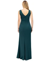 Eliza J Ruched Cascading-Ruffle Gown