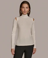 Donna Karan New York Women's Mock-Neck Cold-Shoulder Sweater