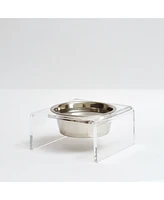 Hiddin Clear Single Dog Bowl Feeder with Silver Bowl