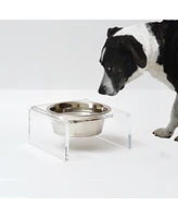 Hiddin Clear Single Dog Bowl Feeder with Silver Bowl