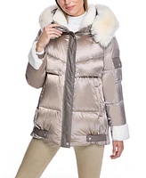 Julia & Stella by Maximilian Women's Puffer Jacket with Shearling Trim