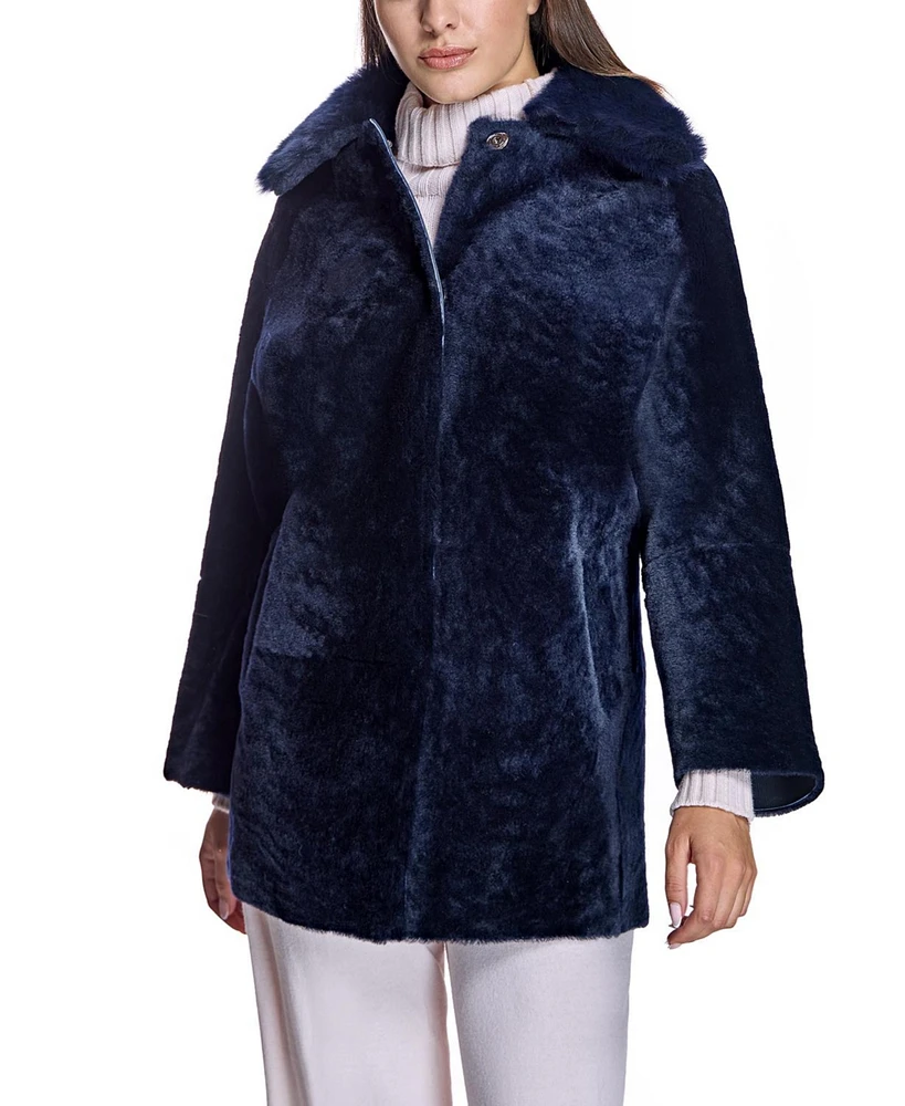 Julia & Stella by Maximilian Women's Shearling Cocoon Coat