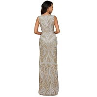 Lara Women's Beaded V-Neck Gown