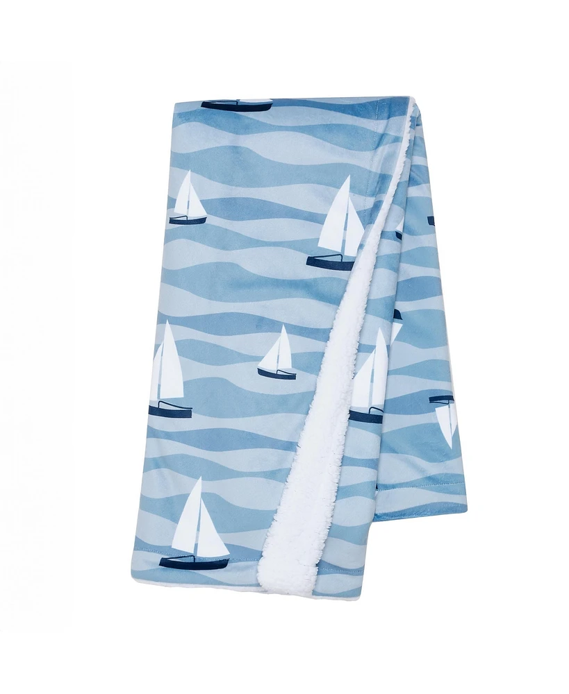 Lambs & Ivy Little Skipper Soft Luxury Nautical Sailboat Fleece Baby Blanket