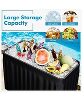 Costway 4 Foot Party Ice Cooler Folding Table Plastic with Matching Skirt