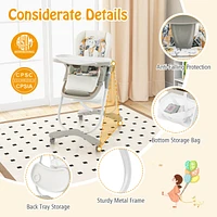 Costway High Chair for Babies & Toddlers with Rolling Wheels Adjustable Height Footrest