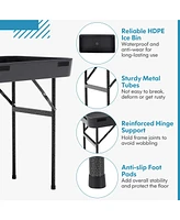 Costway 4 Foot Party Ice Cooler Folding Table Plastic with Matching Skirt
