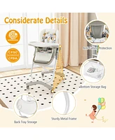 Costway High Chair for Babies & Toddlers with Rolling Wheels Adjustable Height Footrest
