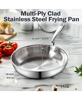 Inch Multi-Ply Clad Stainless Steel Wok Stir Fry Pan with Lid