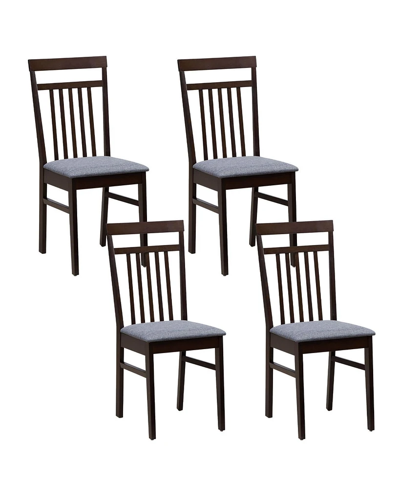 Gymax Upholstered Dining Chair Set of 4 Kitchen Armless Padded w/ Slanted Backrest