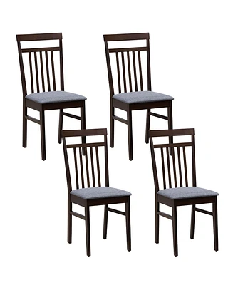 Gymax Upholstered Dining Chair Set of 4 Kitchen Armless Padded w/ Slanted Backrest