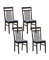 Gymax Upholstered Dining Chair Set of 4 Kitchen Armless Padded w/ Slanted Backrest
