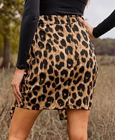 Cupshe Women's Leopard Print Tie Mini Skirt