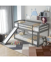 Slickblue Twin over Twin Bunk Bed with Convertible Slide and Ladder