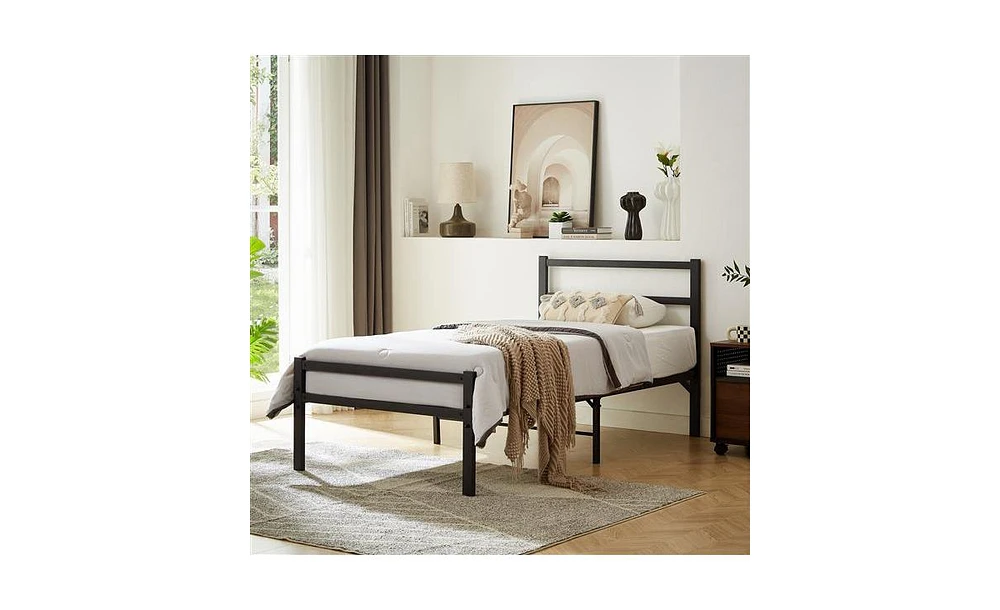 Slickblue Twin Bed Frame with Headboard & Footboard Platform Design with Storage Space