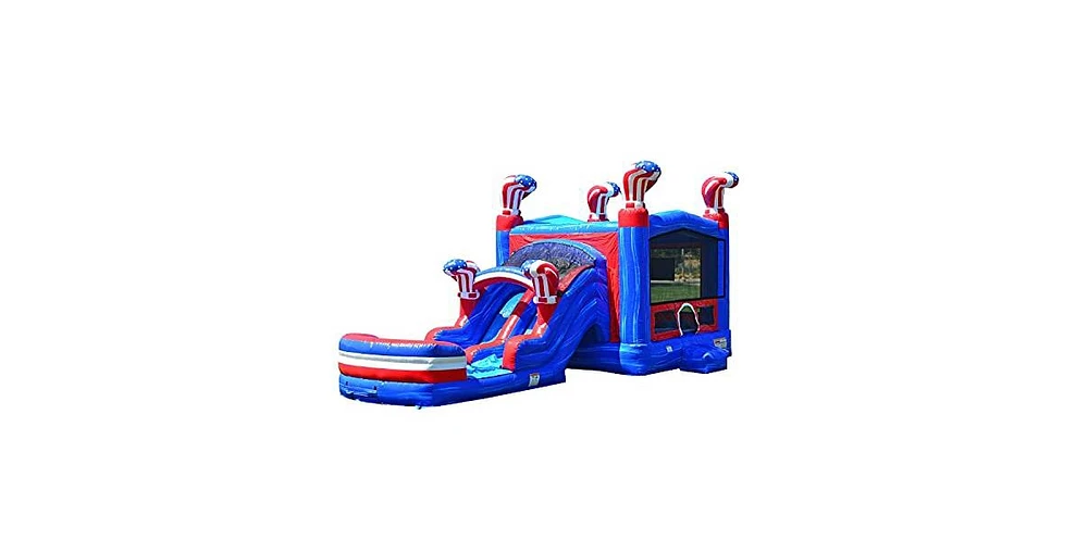 JumpOrange American Boxing Commercial Grade Bounce House Water Slide with Pool for Kids and Adults (with Blower), Basketball Hoop, Wet Dry Combo, Outd