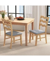 Gymax Dining Chair Set of 4 w/ Padded Seat Hollowed Wave Backrest Rubber Wood Frame