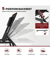Inolait Patio Sunbathing Lounge Chair 5-Position Adjustable Tanning Chair