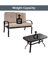 Sugift 2 Pieces Patio Outdoor Cushioned Coffee Table Seat