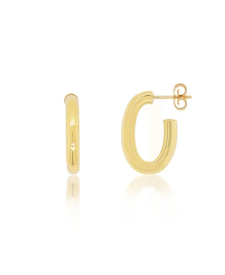 The Lovery Gold Oval Tube Hoop Earrings 14K Gold