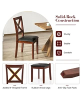 Sugift Set of 2 Wooden Kitchen Dining Chair with Padded Seat and Rubber Wood Legs