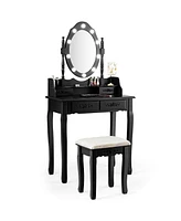 Sugift Makeup Vanity Dressing Table Set with Dimmable Bulbs Cushioned Stool